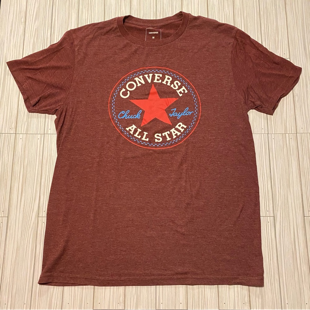Converse Men's Short Sleeve Tee Burgundy with Red Star Logo